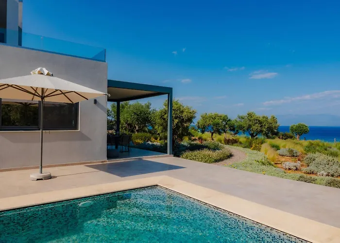 Oceanfront Elaia Private Pool & Panoramic Views Charokopio